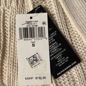 Ralph Lauren Neutral Cream Cable Knit Sweater
